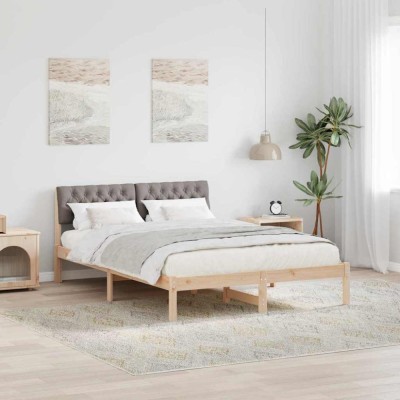 vidaXL Cadru de pat Maroniu și taupe 160 x 200 cm Lemn masiv de pin 878597 foto