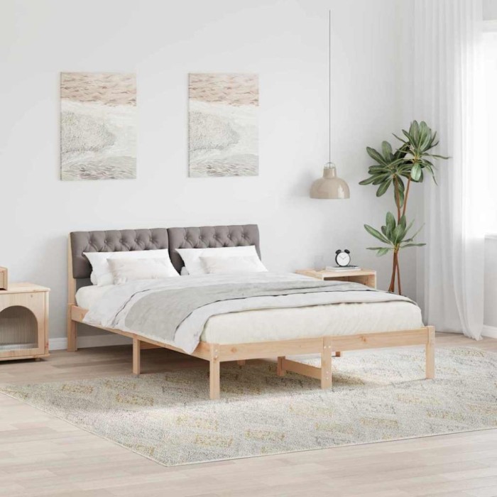 vidaXL Cadru de pat Maroniu și taupe 160 x 200 cm Lemn masiv de pin 878597