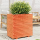 Jardiniera gradina Gossi, lemn masiv pin, maro ceruit, 70x40x72.5 cm, ghiveci exterior