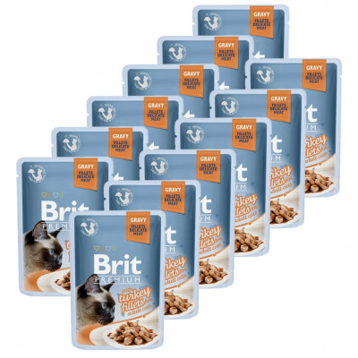 Pliculeț BRIT Premium Cat Delicate Fillets in Gravy with Turkey 12 x 85 g foto