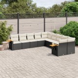 vidaXL Set canapele de grădină cu perne, 10 piese, negru, poliratan 3259592