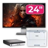 Pachet Calculator Second Hand HP EliteDesk 800 G3 Mini PC, Intel Core i5-6500T 2.50GHz, 16GB DDR4, 256GB SSD + Monitor 24&amp;quot; &amp; Imprimanta Brother H