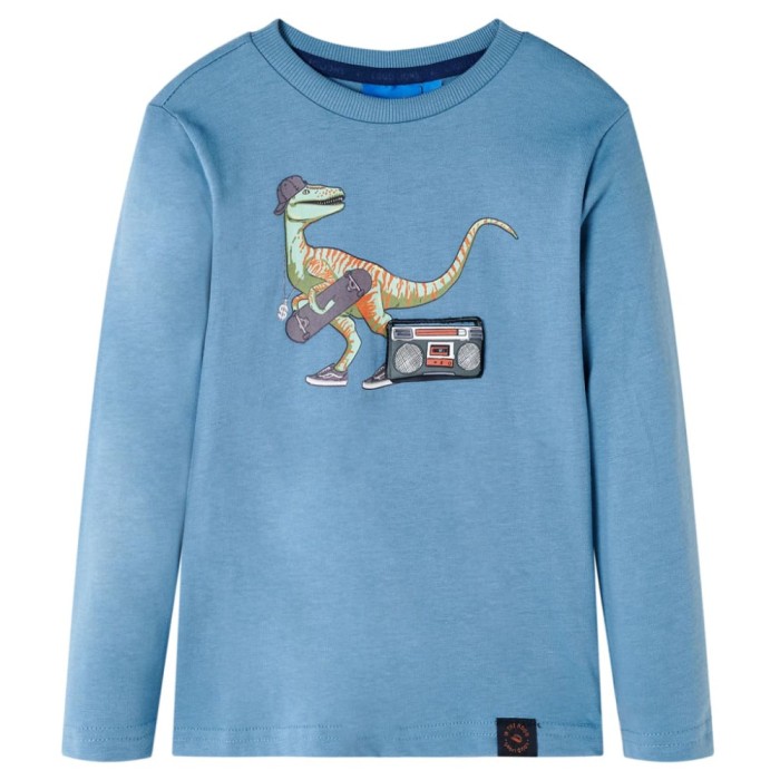 Tricou de copii cu m&acirc;neci lungi albastru mediu 128