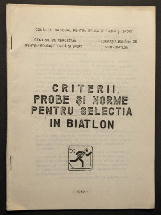 sport BIATLON &ndash; CRITERII PROBE NORME pt Selectie UZ INTERN 42 pag tabele SKI