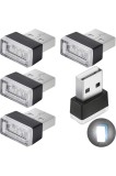 Lampă pentru mașină, 5 bucăți lumini LED albe pentru atmosferă, iluminare ambientală interior mașină pentru prize USB, 5V Li