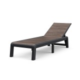 Sezlong de gradina Porto Curver, plastic, Nuc-Grafit, 4 pozitii spatar, fara perna, rezistent UV