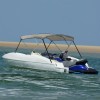 VidaXL Parasolar barcă Bimini cu 3 arcuri, gri, 183x140x137 cm