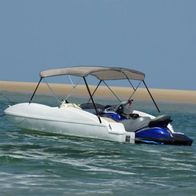 vidaXL Parasolar barcă Bimini cu 3 arcuri, gri, 183x140x137 cm foto