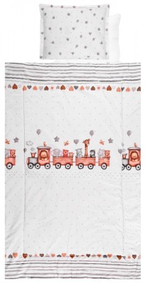 Set lenjerie pat 4 piese bumbac Ranforce, Lorelli, Train Grey foto
