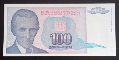 Yugoslavia, 100 Dinari 1994, UNC. foto