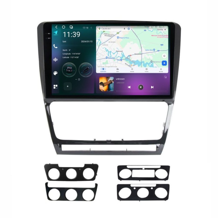 Navigatie dedicata cu Android Skoda Octavia II 2009 - 2013, negru, 12GB RAM,