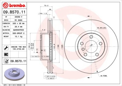 BREMBO 09.B570.11 PRIME LINE - UV Coated Disc frana foto