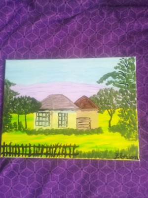 TABLOU PE PANZA CU SASIU NOU 30X40 CM PEISAJ PRET DOAR 20 LEI foto