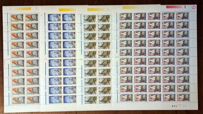 TIMBRE ROM&Acirc;NIA LP1482/1999-PASARI DECORATIVE -Set de coli 50 timbre -MNH