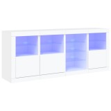 Servanta cu lumini LED, alb, 164x37x67 cm