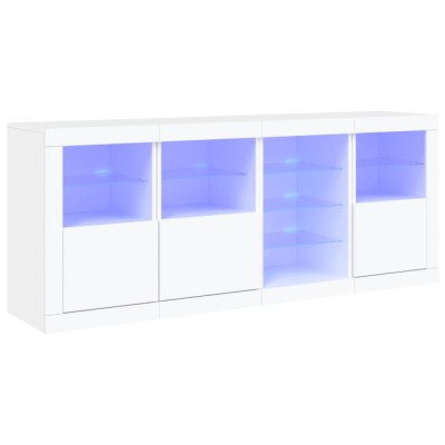 Servanta cu lumini LED, alb, 164x37x67 cm foto