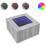 Cumpara ieftin Masuta de cafea cu LED, gri sonoma, 60x60x40 cm, lemn prelucrat