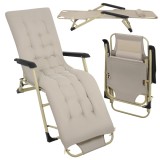 Sezlong pliabil de gradina 3 &icirc;n 1 cu perna, bej, Trizand