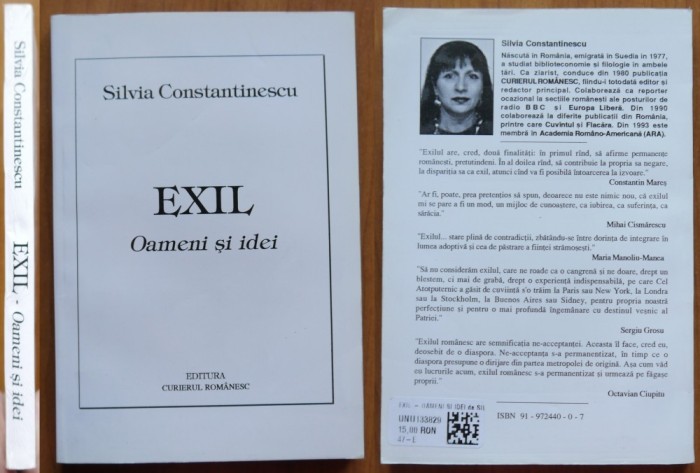 Silvia Constantinescu, Exil; Oameni si idei, Curierul Romanesc, Suedia,1995