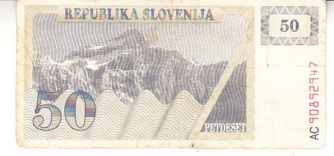 B11 13 - Bancnota foarte veche - Slovenia - 50 tolari - 1990