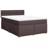 Cumpara ieftin Pat box spring cu saltea, maro inchis, 140x200 cm, textil