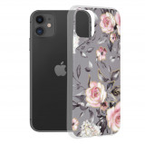 Techsuit - Marble Series - iPhone 11 cu flori, gri