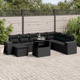 Cumpara ieftin Gossi set mobilier de gradina cu perne, 9 piese, negru, poliratan