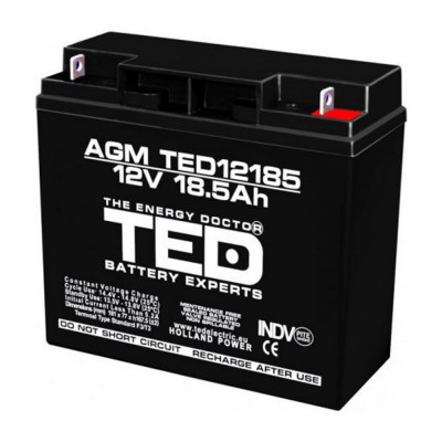 Acumulator AGM VRLA 12V 18,5A dimensiuni 181mm x 76mm x h 167mm F3 TED Battery Expert Holland TED002778 (2) SafetyGuard Surveillance foto