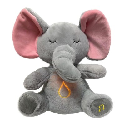 Jucarie de plus elefantul Dumbo KidMania&amp;reg; cu functie de respiratie, melodii si lumina pentru copii, 30 cm foto