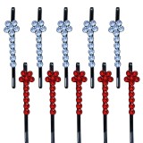 Cumpara ieftin Agrafe bleu si rosu 5 x 1 cm pentru par, set 10, 5 bleu si 5 rosu, cu pietre artificiale fatetate, model floral pentru coc, impletituri si suvite