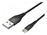 Natec Prati USB, C to USB, A 2.0, 1m, LED, Nylon Braided, QC 3.0 36W, Black