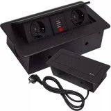 Priza &icirc;ncastrabila pentru blat Izoxis, 2 prize Schuko + 2 USB