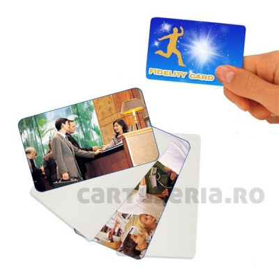 Carduri PVC printabile inkjet fata-verso albe, set 20 bucati foto