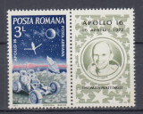 ROMANIA 1972 LP 791 APOLLO 16 SERIE CU VINIETA MNH