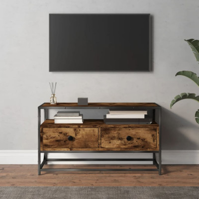 Comodă TV, stejar afumat, 80x35x45 cm, lemn prelucrat foto