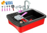 Set chiuveta cu aragaz si robinet de jucarie, pentru copii, cu 14 accesorii, LeanToys, 2584