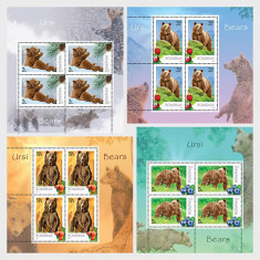 ROMANIA 2020 URSI -Set 4 Minicoli cu cate 4 timbre cu mansete ilustrate LP.2309 foto