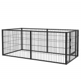 PawHut Tarc de Joacă pentru Animale, 6 Panouri din Oțel, Lungime Ajustabilă 82,5-150x61cm, Ideal pentru Interior/Exterior, Negru | Aosom Romania