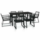 Cumpara ieftin Set mobilier de exterior, 7 piese, negru, ratan PVC