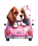 Sticker decorativ Catelus Beagle, Roz, 68 cm, 3536ST, Oem