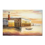Tablou Venetia pictat manual, Gondola, 90x60cm ulei pe panza in cutit efect 3D