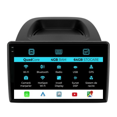 Navigatie Dedicata Ford Ecosport (2017-2025),QuadCore, 9Inch, 4Gb Ram, 64Gb Stocare, Carplay foto
