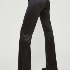 Stine Goya pantaloni femei, culoarea negru, evazați, high waist SG5428