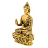 Statueta cu Buddha medicinei pe floare de lotus din metal- medie