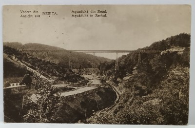 VEDERE DIN RESITA , AQUADUKT DIN SECUL . , CARTE POSTALA , 1922 foto