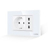 Priza Schuko + Universala Italiana cu Rama din Sticla LUXION, Standard Italian, 3M SmartElectro IntelligentHouse