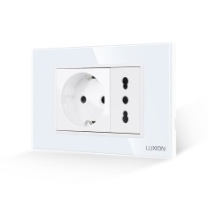 Priza Schuko + Universala Italiana cu Rama din Sticla LUXION, Standard Italian, 3M SmartElectro IntelligentHouse