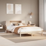 vidaXL Pat cu bibliotecă fără saltea, 135x190 cm, lemn masiv de pin 3321534