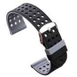 Cumpara ieftin Curea silicon cu doua fete compatibila Pebble Time, 22mm, Negru/Gri, Very Dream