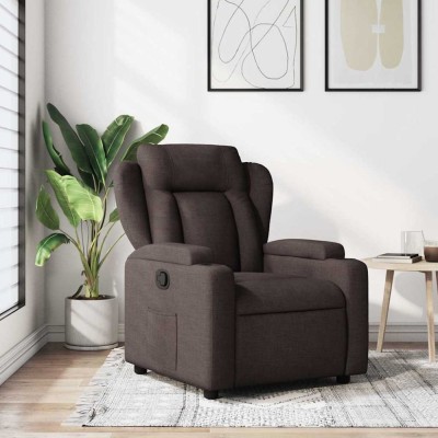 vidaXL Fotoliu rabatabil, maro &amp;icirc;nchis, material textil foto